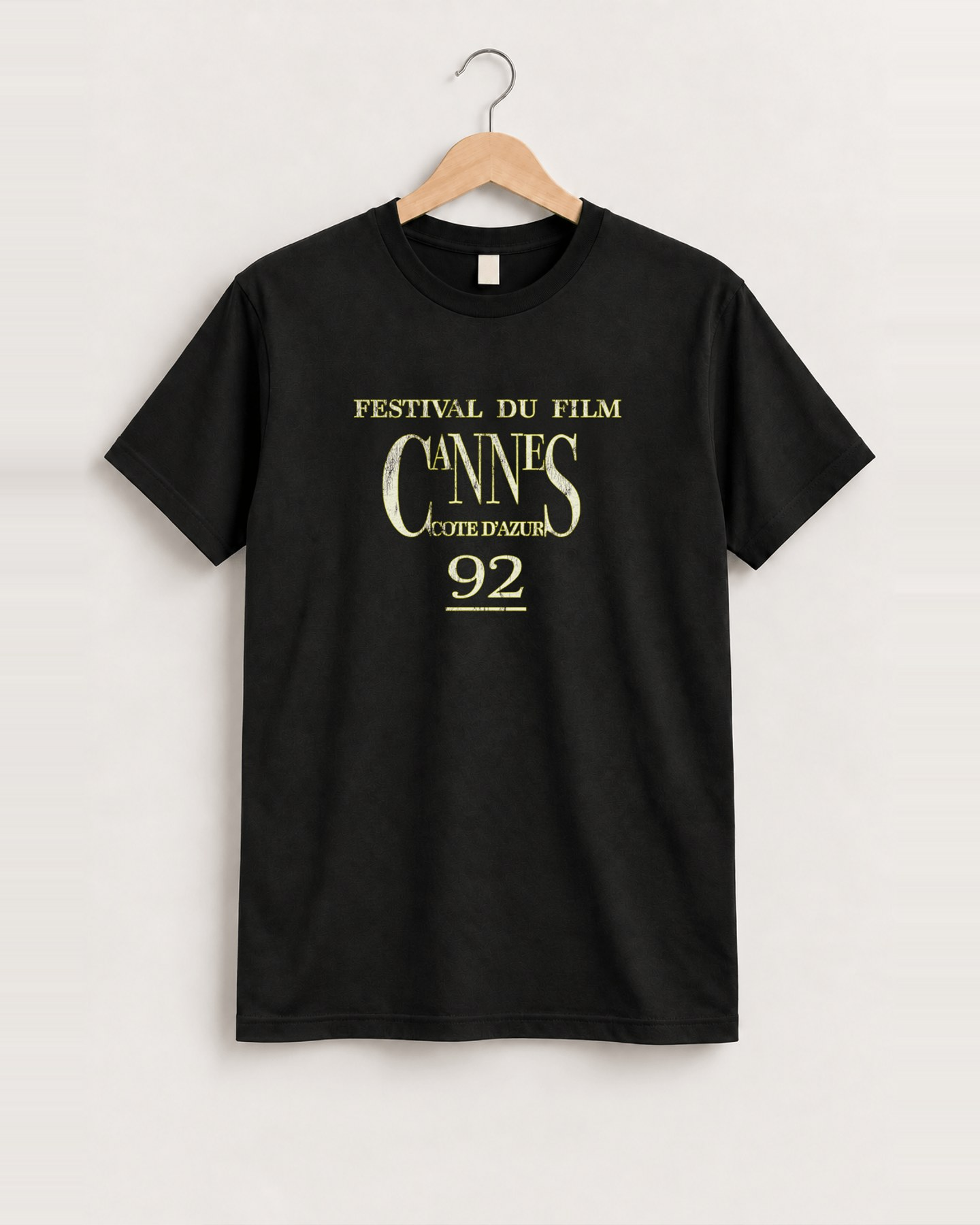 1992 Cannes Film Festival Promo Rare Washed Black T-Shirt, approved scene front [FG-99278639e9ac]