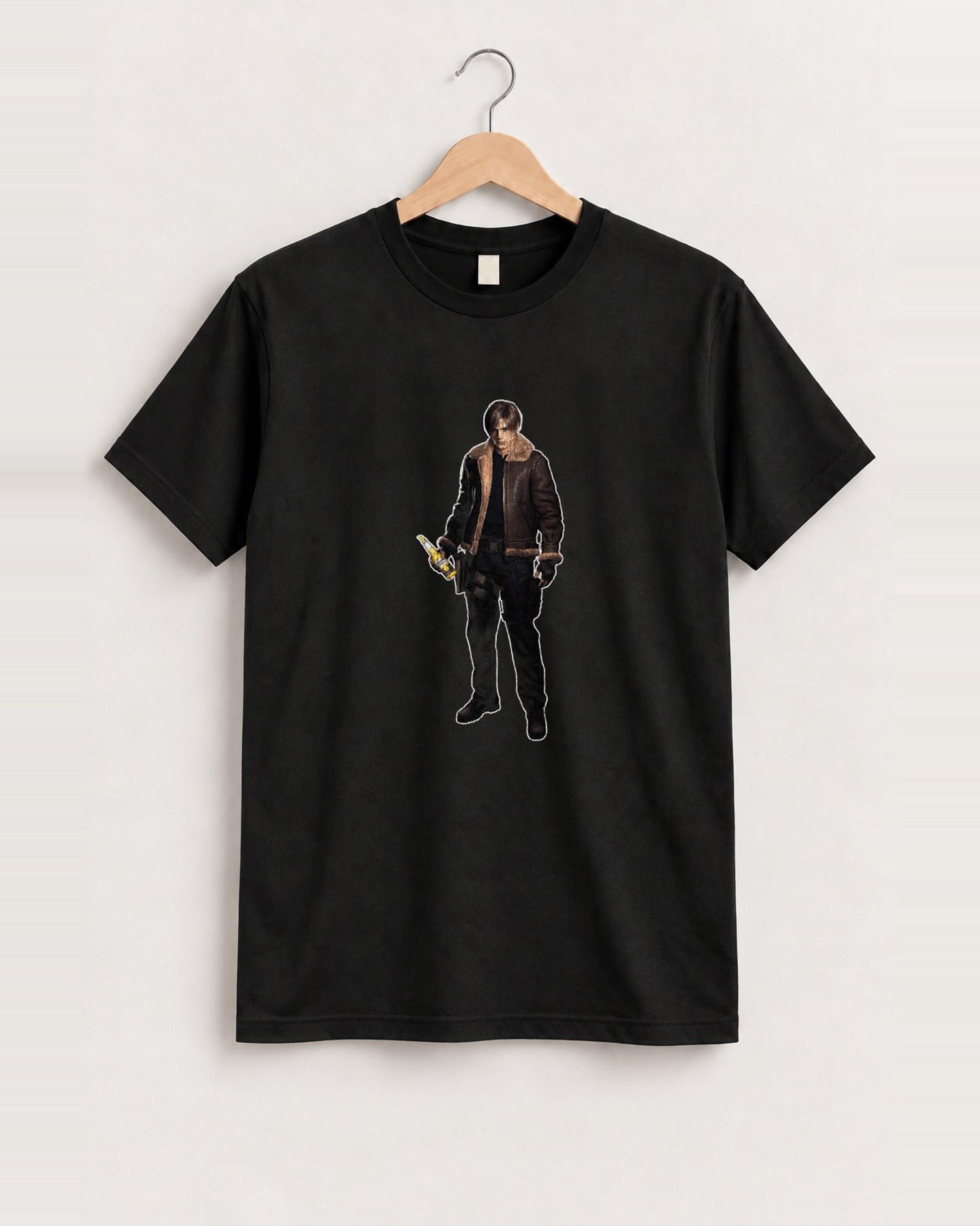 Resident evil leon x corona black tee front
