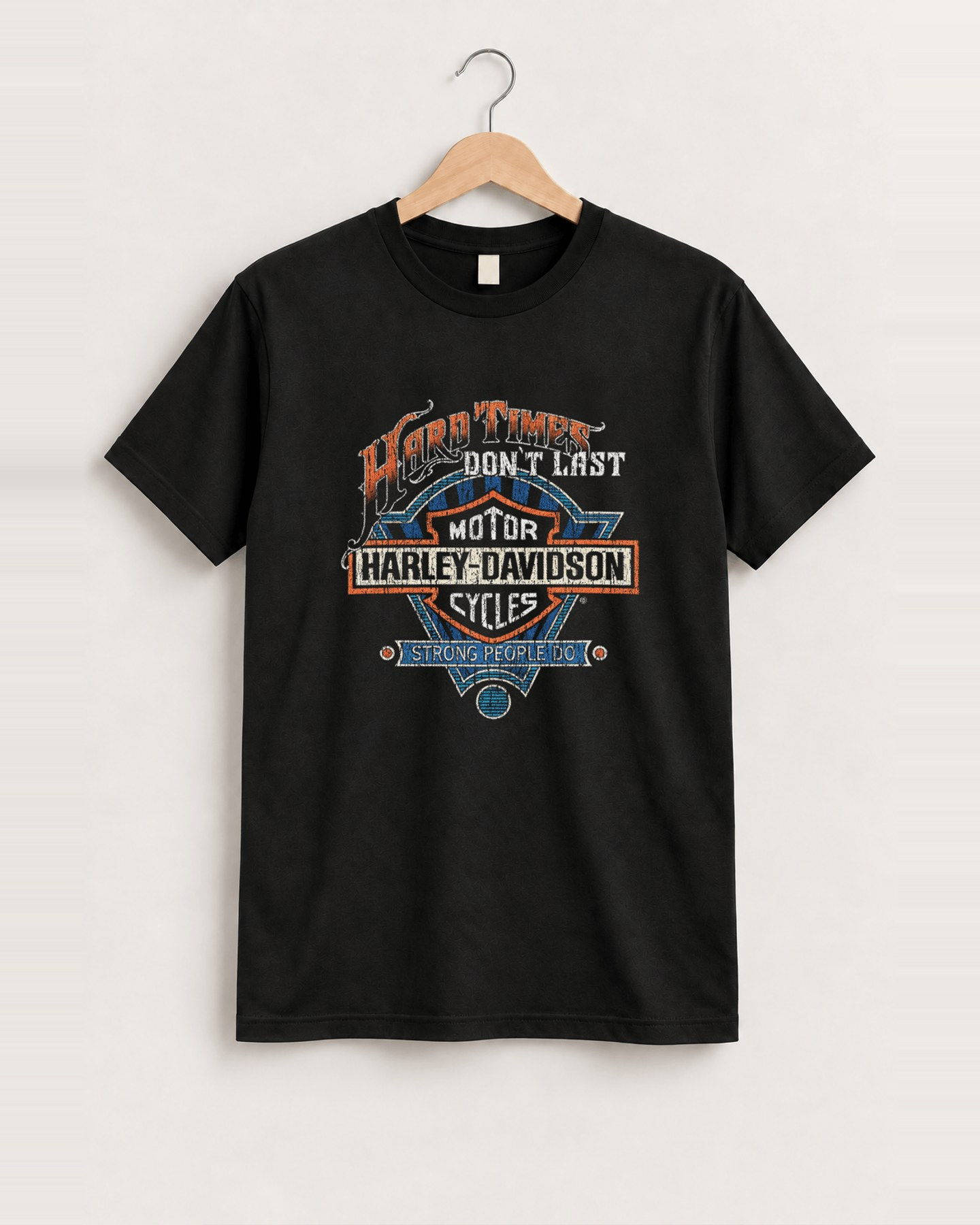 Hd hard times black tee front
