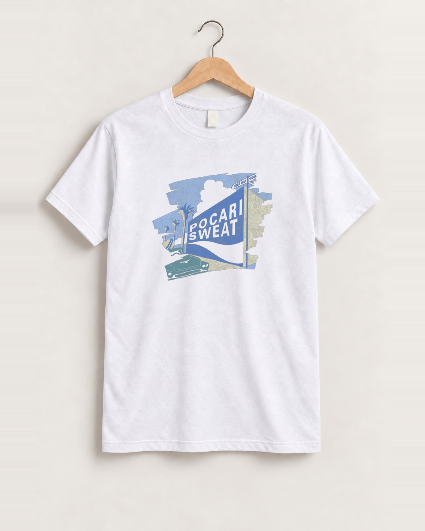 Vintage pocari sweat white tee front