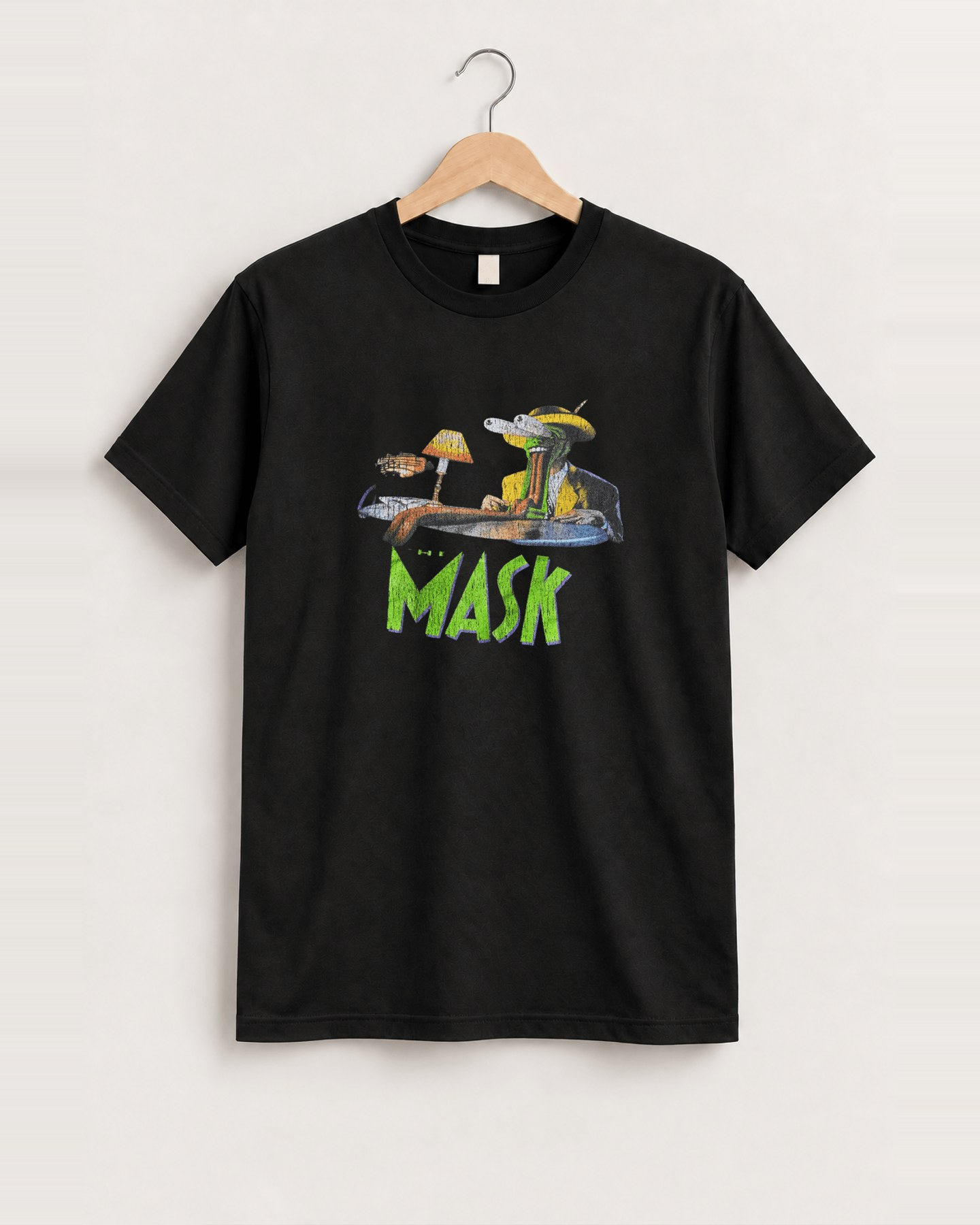 The mask black tee front