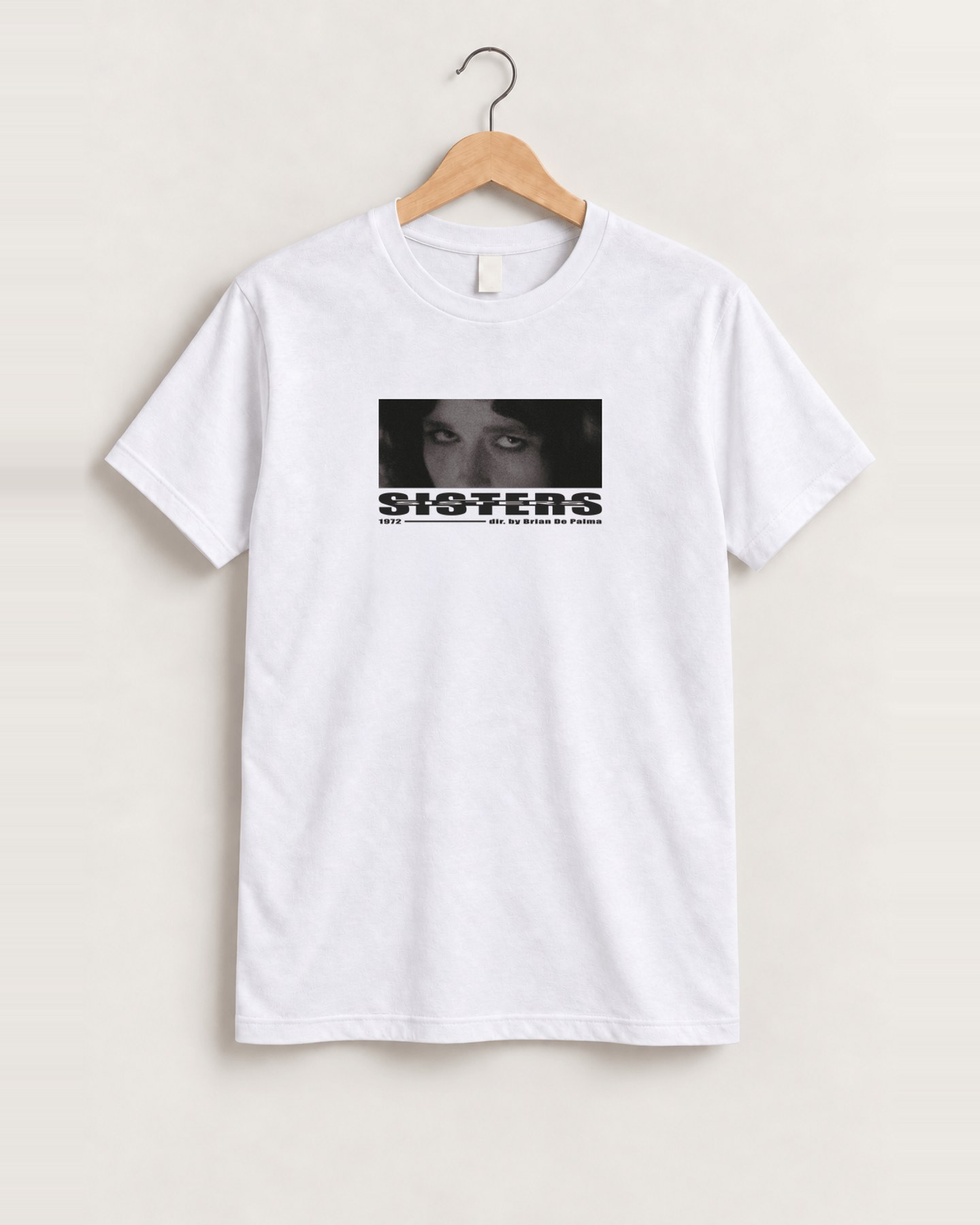 1972 'sisters' brian de palma vintage white tee front