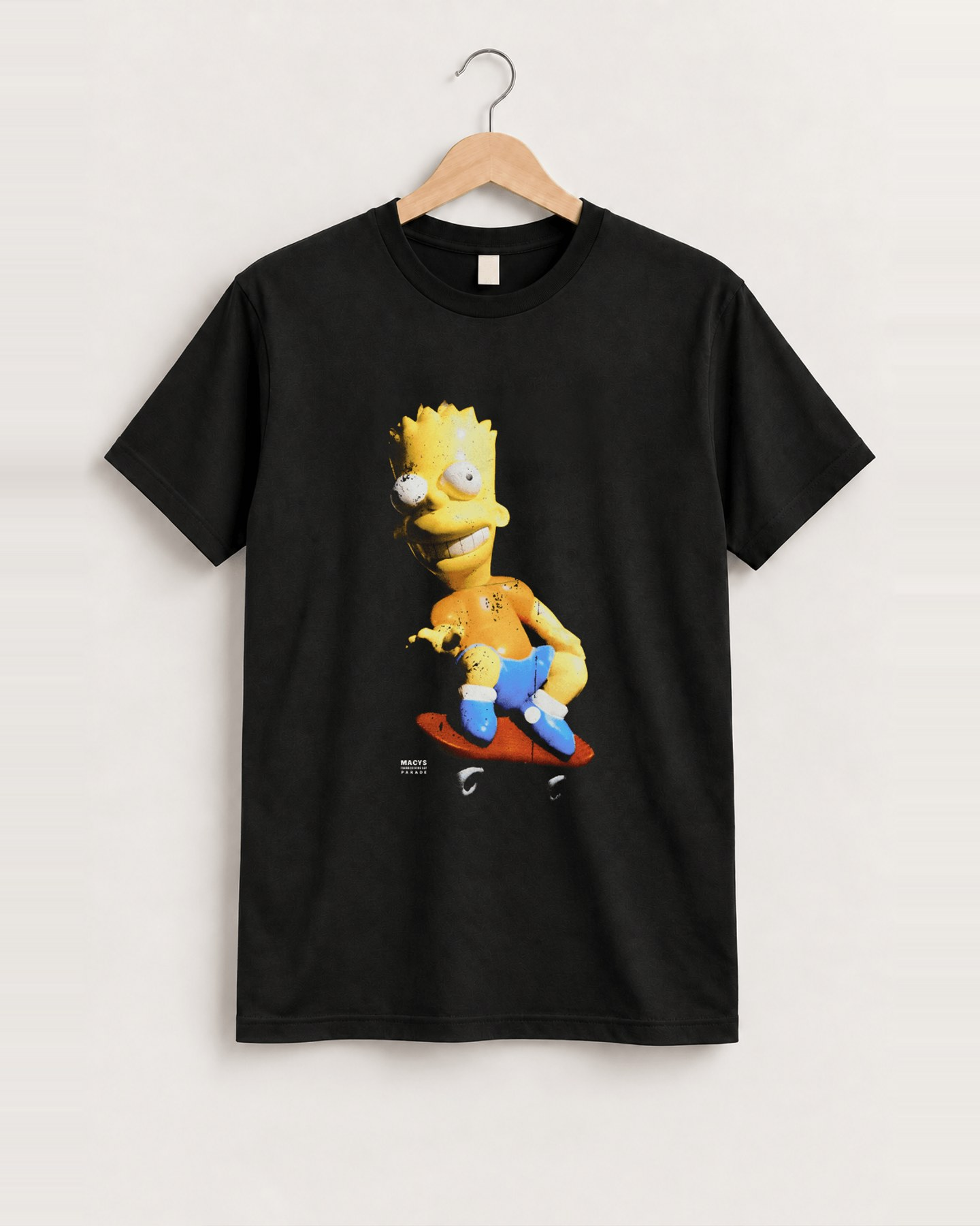 90s macy's 'thanksgiving bart' vintage black tee front