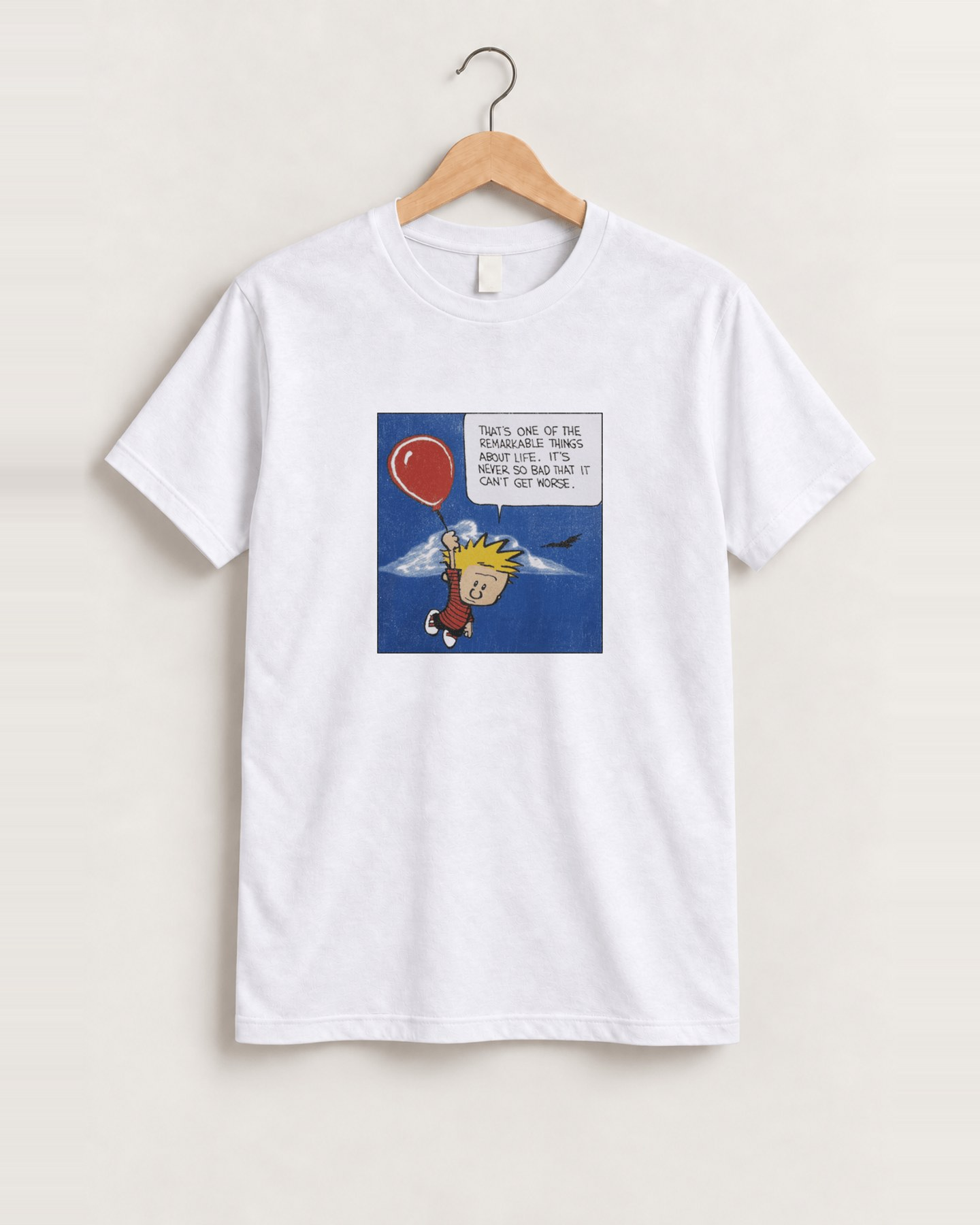 90s calvin & hobbes life white tee front
