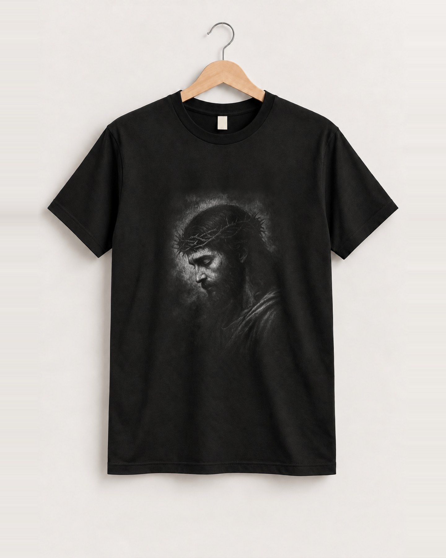 Vintage jesus thorns tee black tee, approved scene front [FG-aa88654fdb3a]