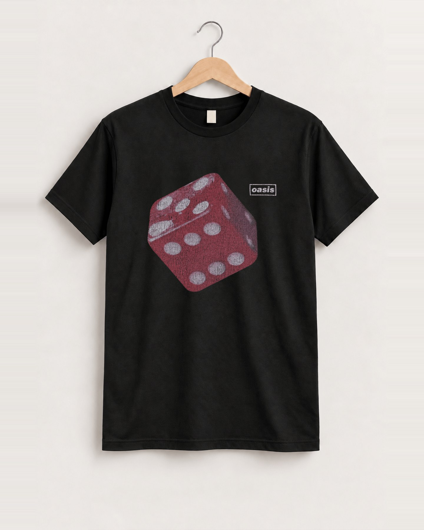 '97 oasis dice vintage black tee front
