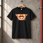 Dom dolla 'smile' black t-shirt — black tee, front print, garage setting