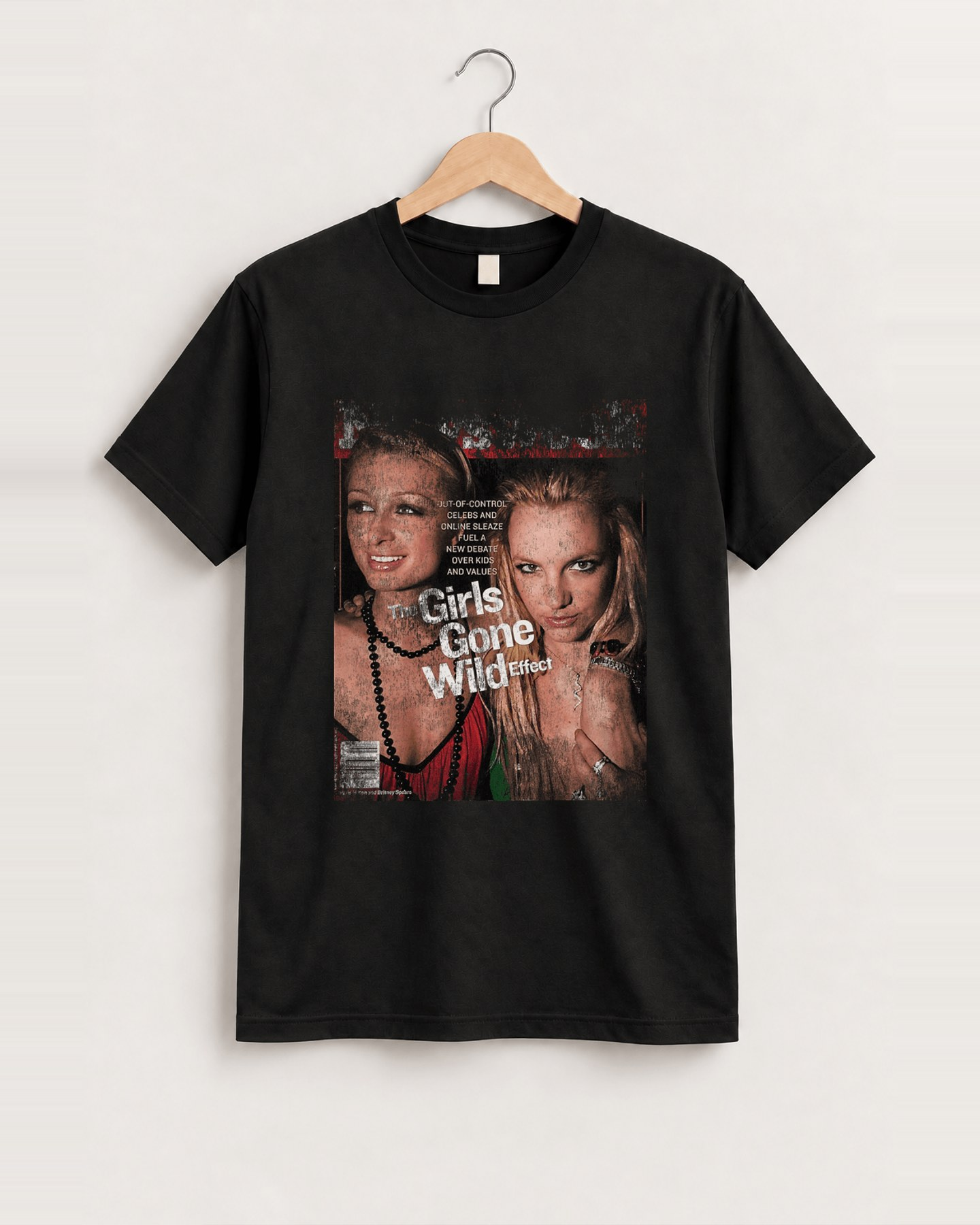 'nwsk feb. 2007 paris and britney' issue black t-shirt front