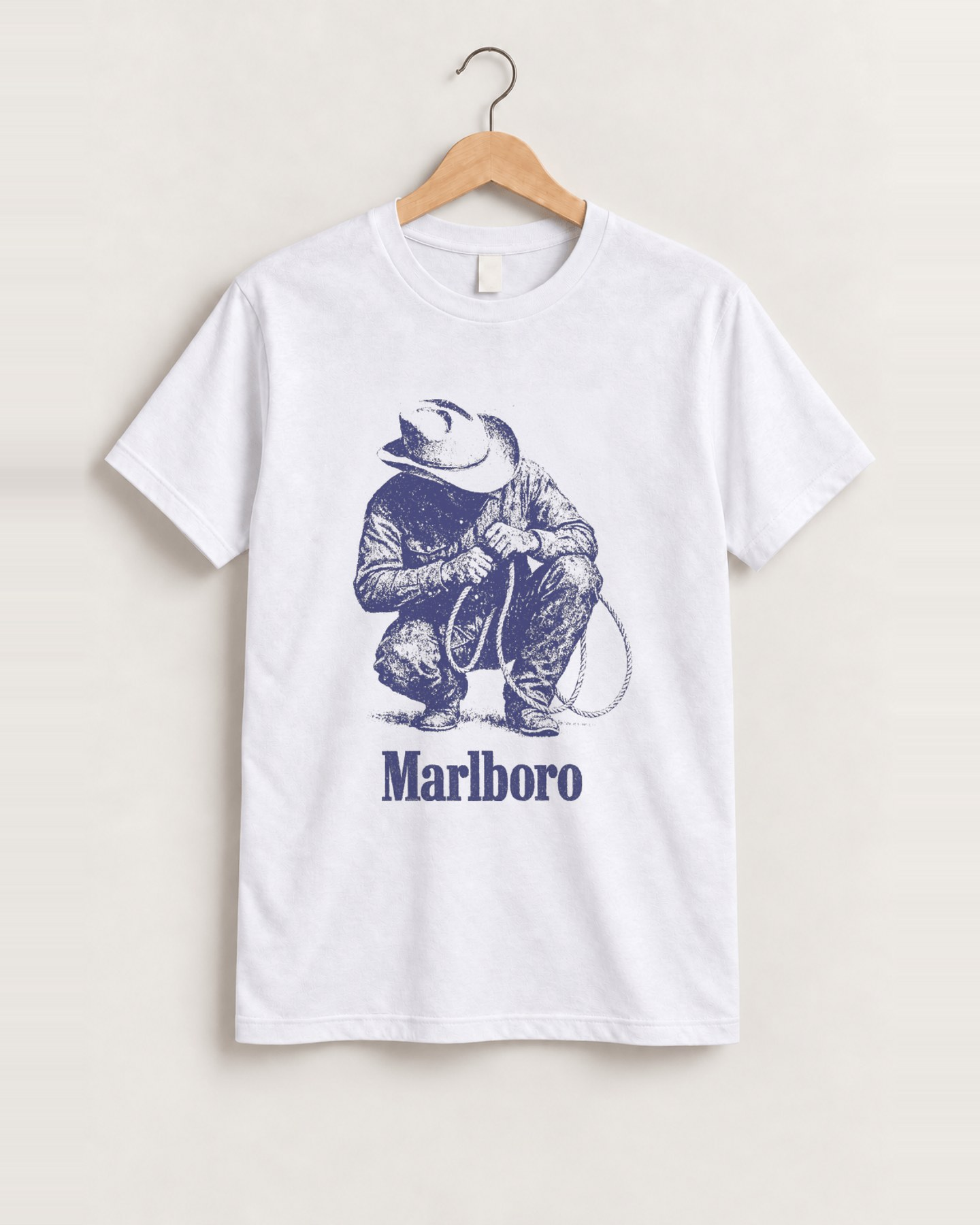 Marlo man 'rustler' vintage white t-shirt front