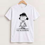 Lucy - peanuts you blockhead white tee front