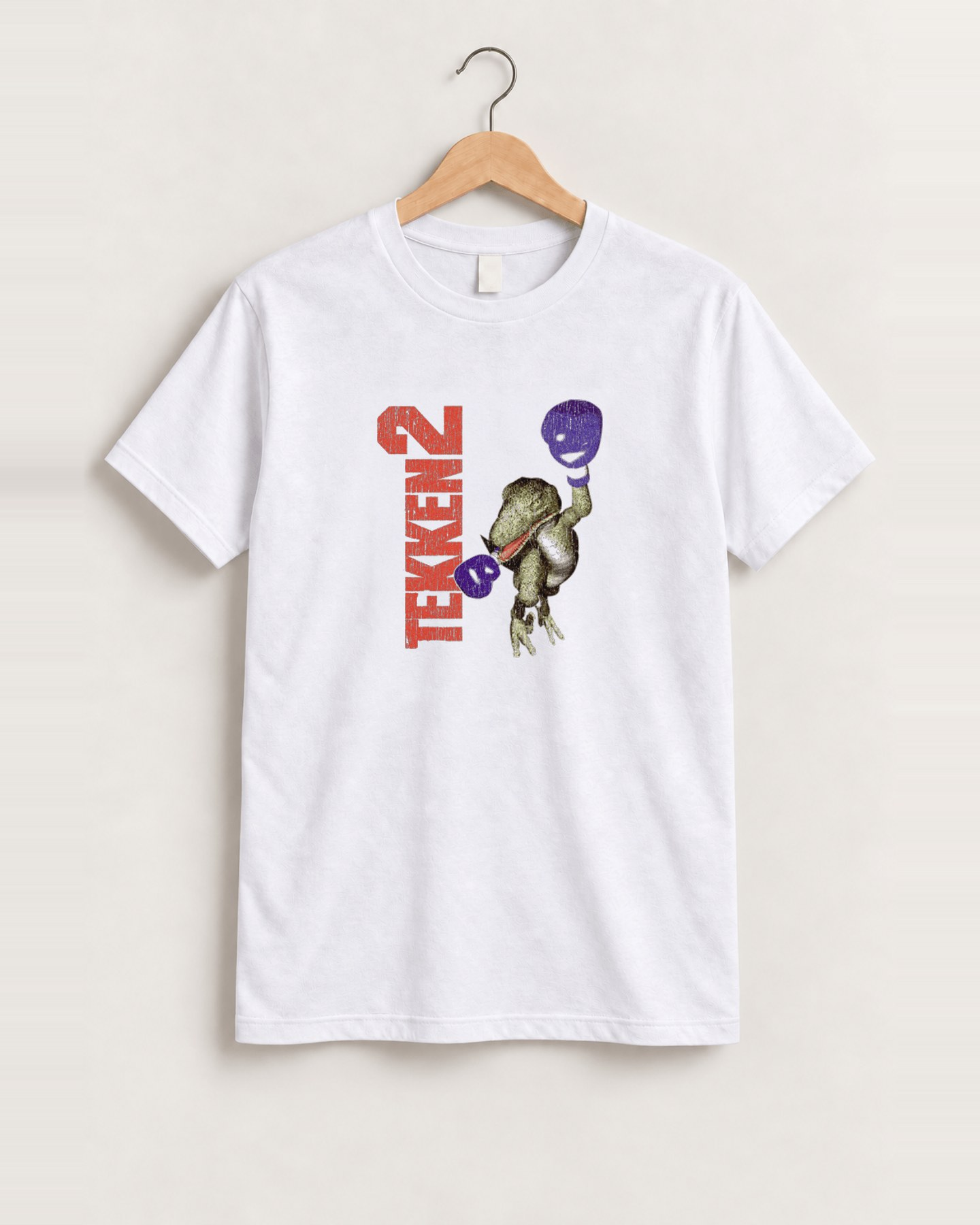 Tekken 2 alex vintage white t-shirt, approved scene front [FG-b5598dba02b2]