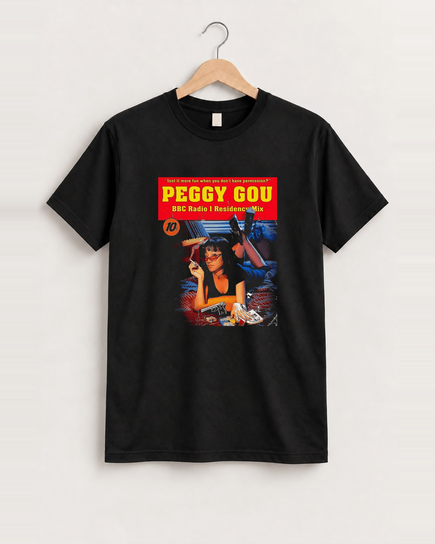 Pulp gou parody black tee front