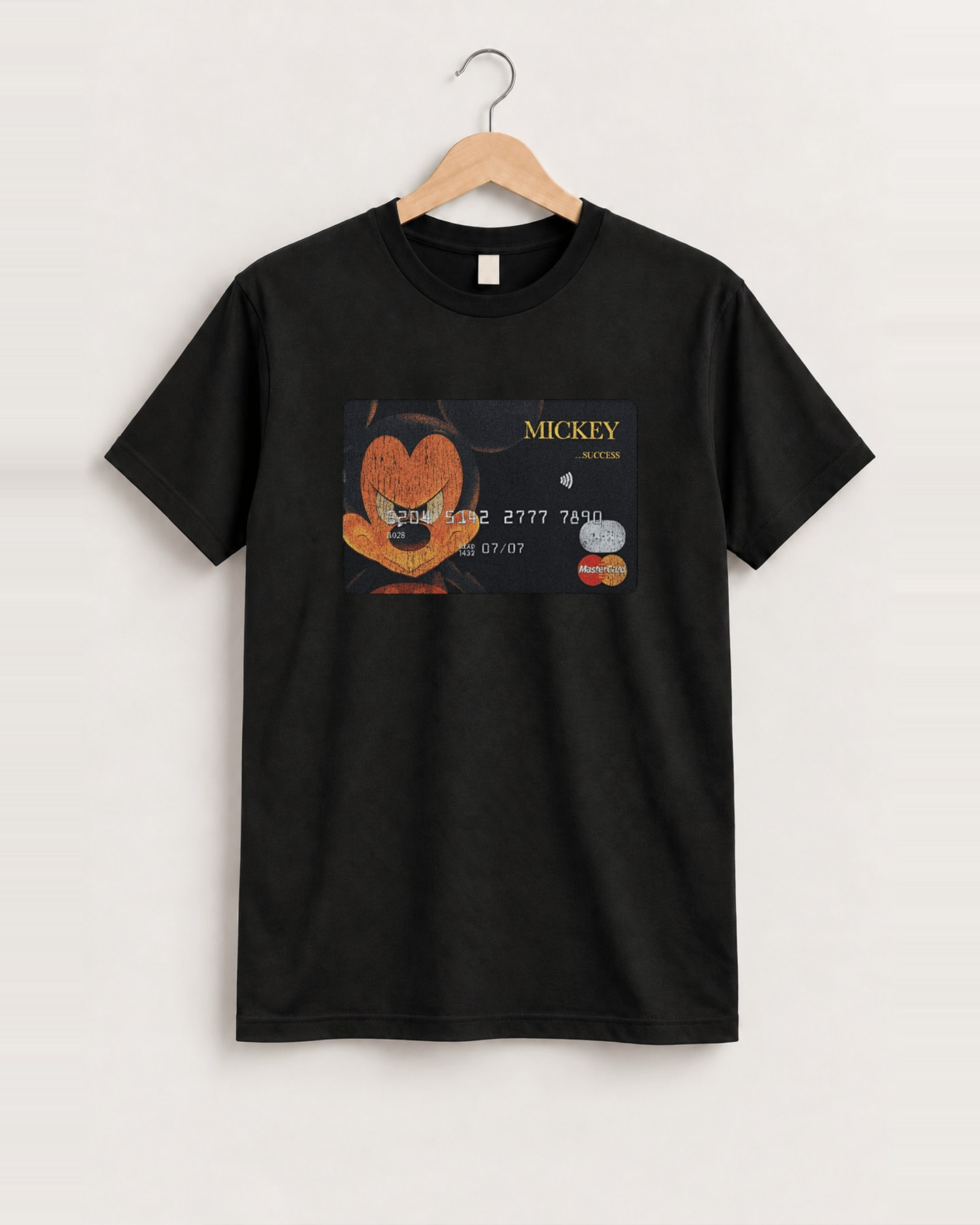 Mickey mastercard mashup black tee front