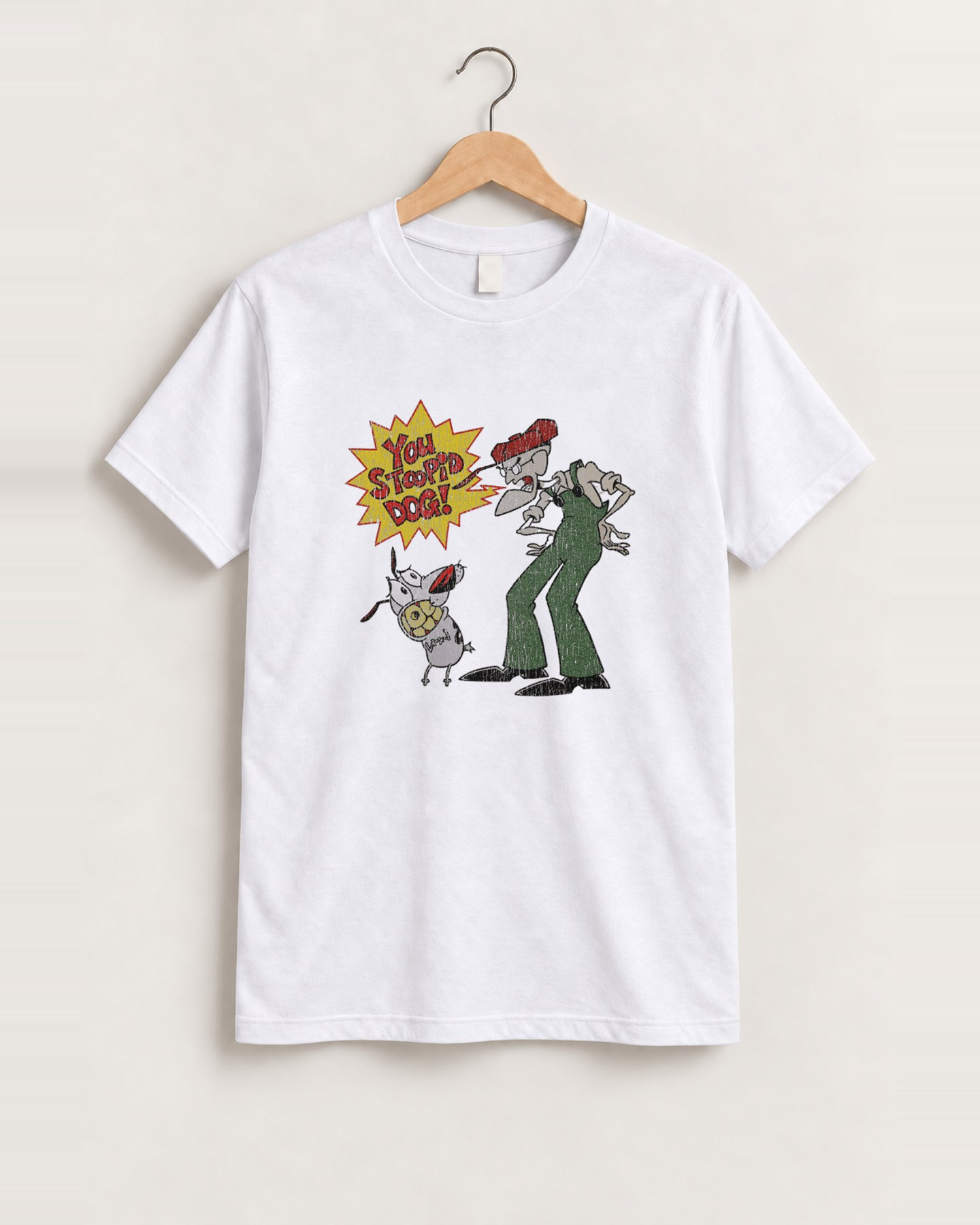 You stoopid dog courage white tee front