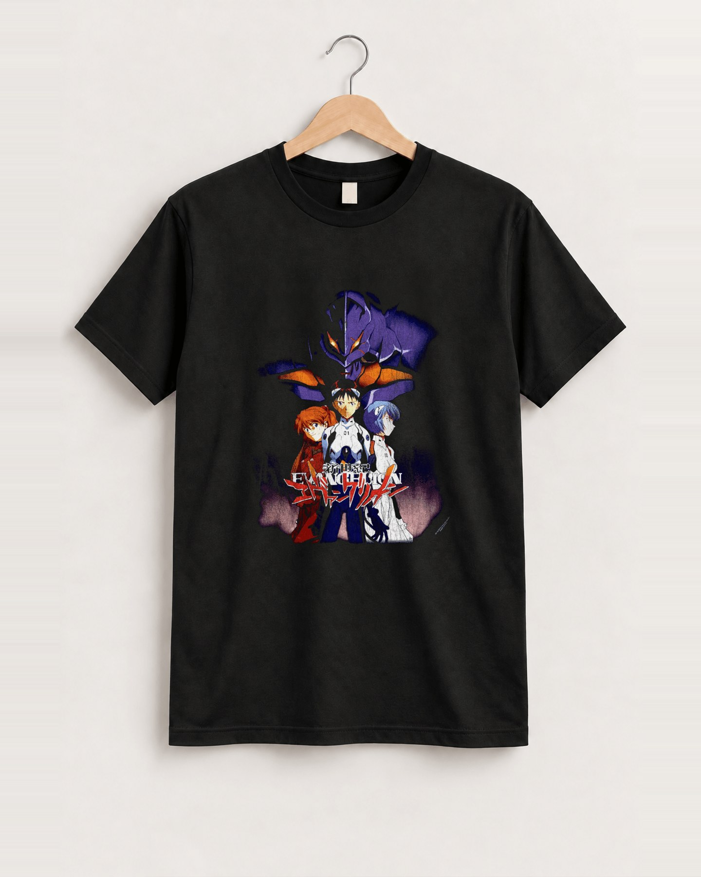 1998 Neon genesis evangelion black tee front