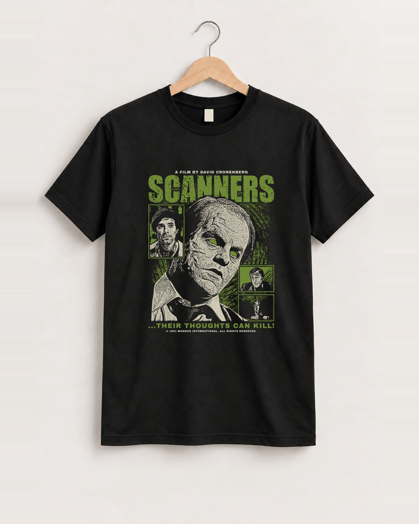 Scanners vintage black t-shirt front