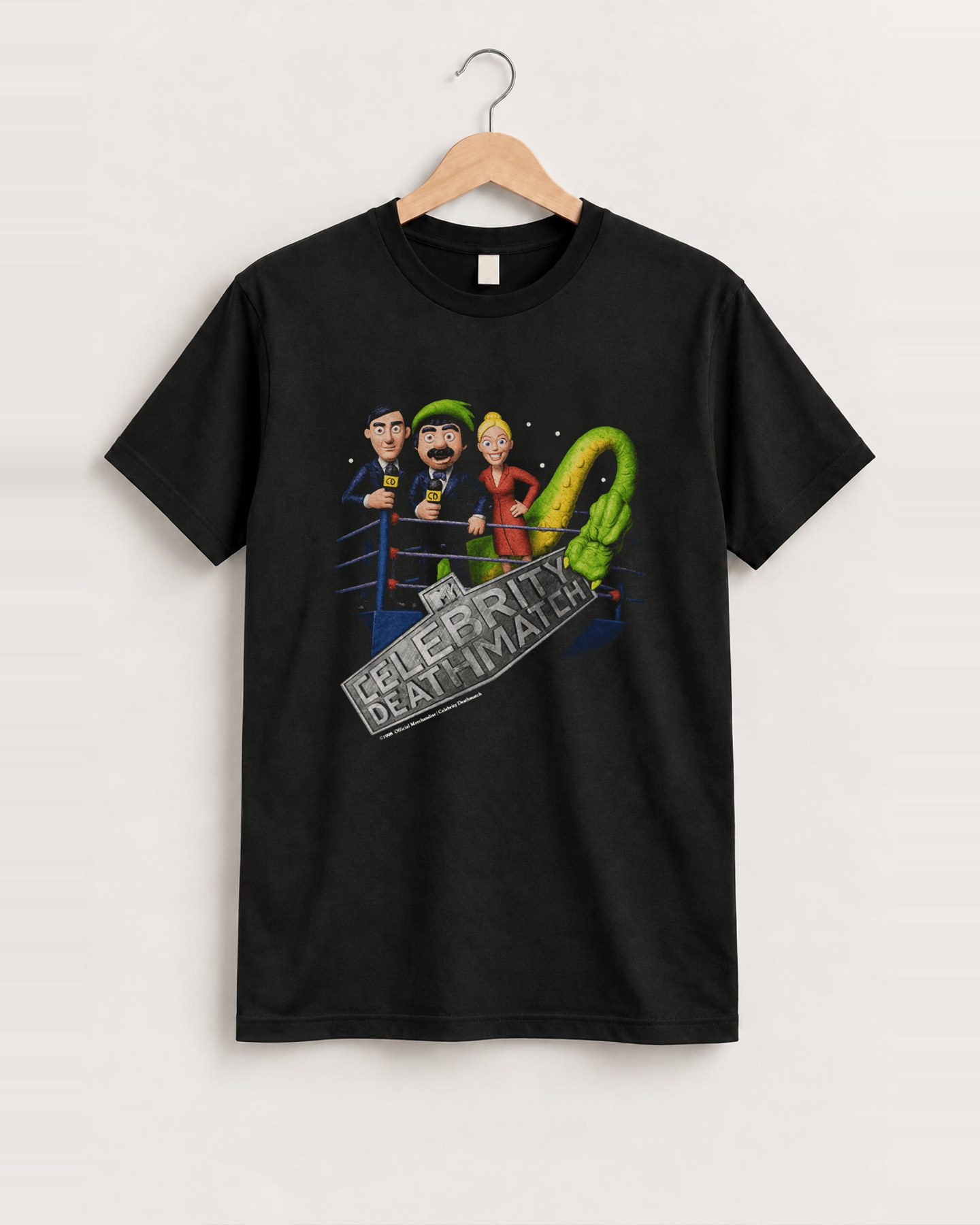 1998 Mtv 'celebrity deathmatch' vintage black tee front