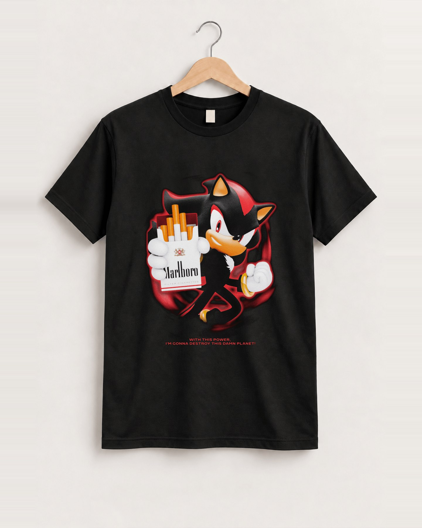 Shadow 'marlboro power' vintage black tee front
