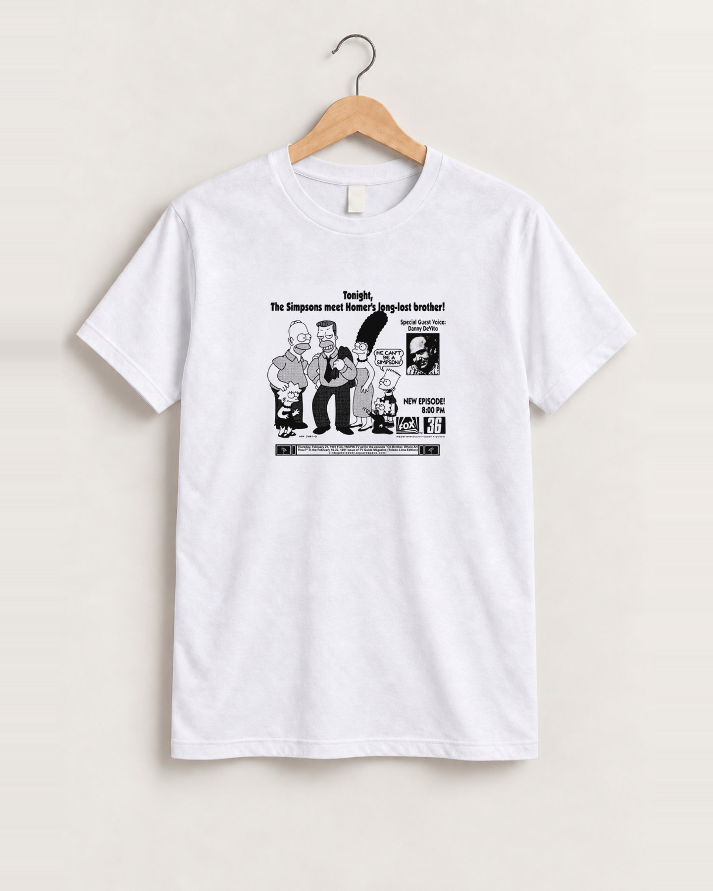 1991 Simpsons 'homer's brother' tv promo tee vintage white front