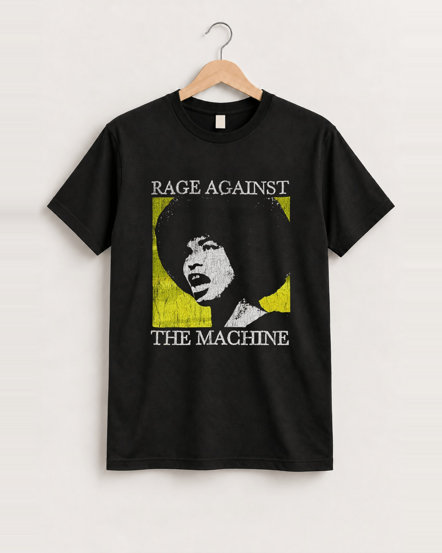 90s Rage & Resist 'RATM X Angela Davis' Rare Washed Black T-Shirt, approved scene front [FG-cb93e1c43db0]