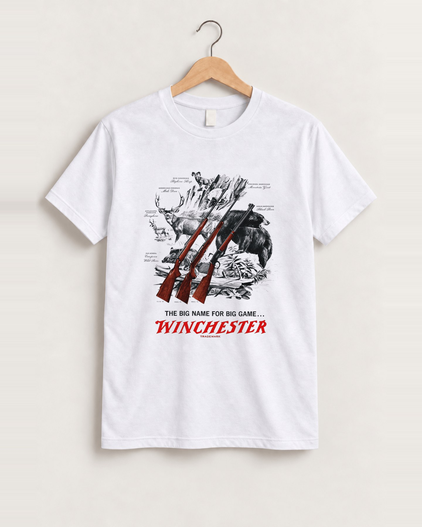 Winchester 'big game' white t-shirt front
