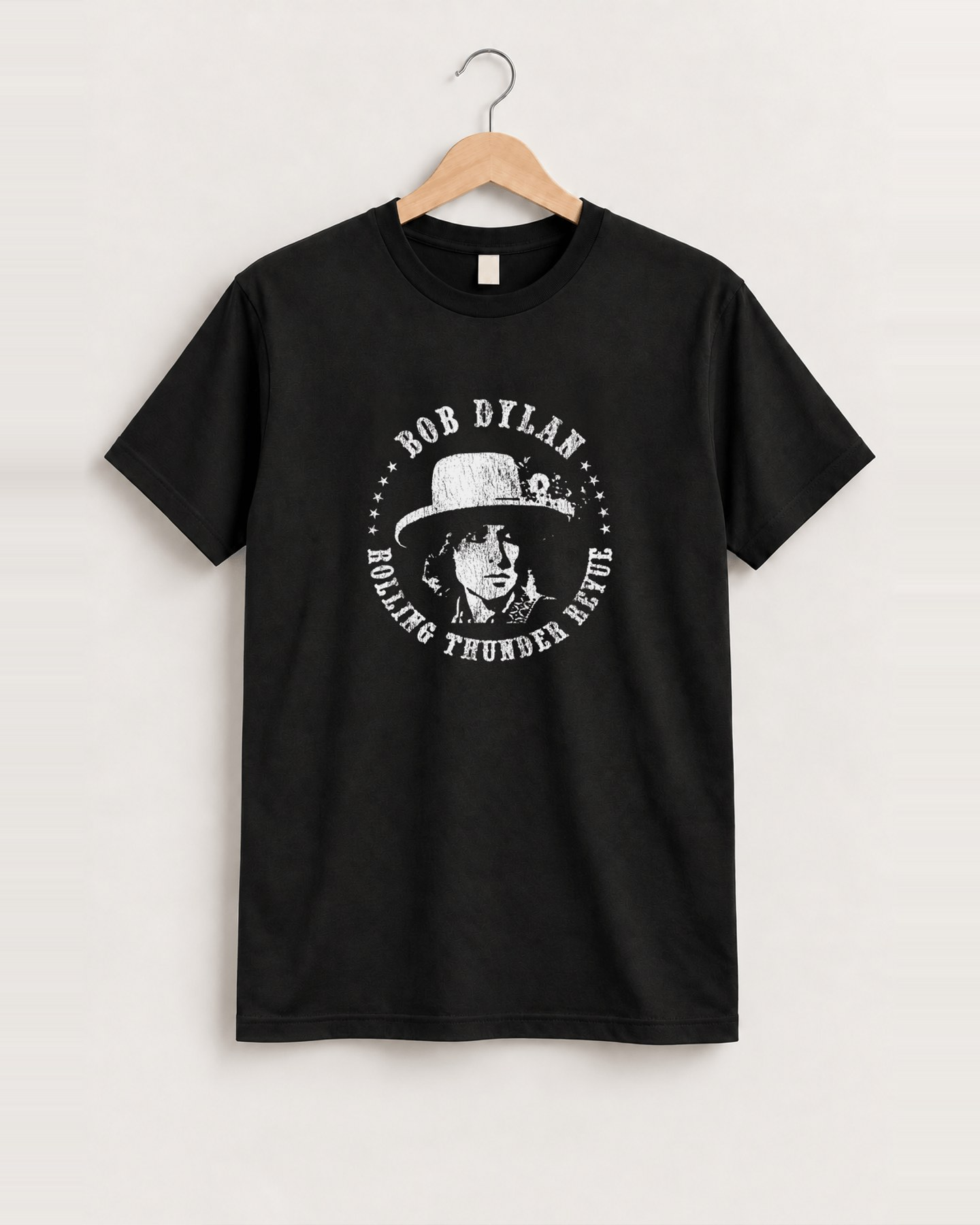 Bob dylan rolling thunder revue vintage black t-shirt front