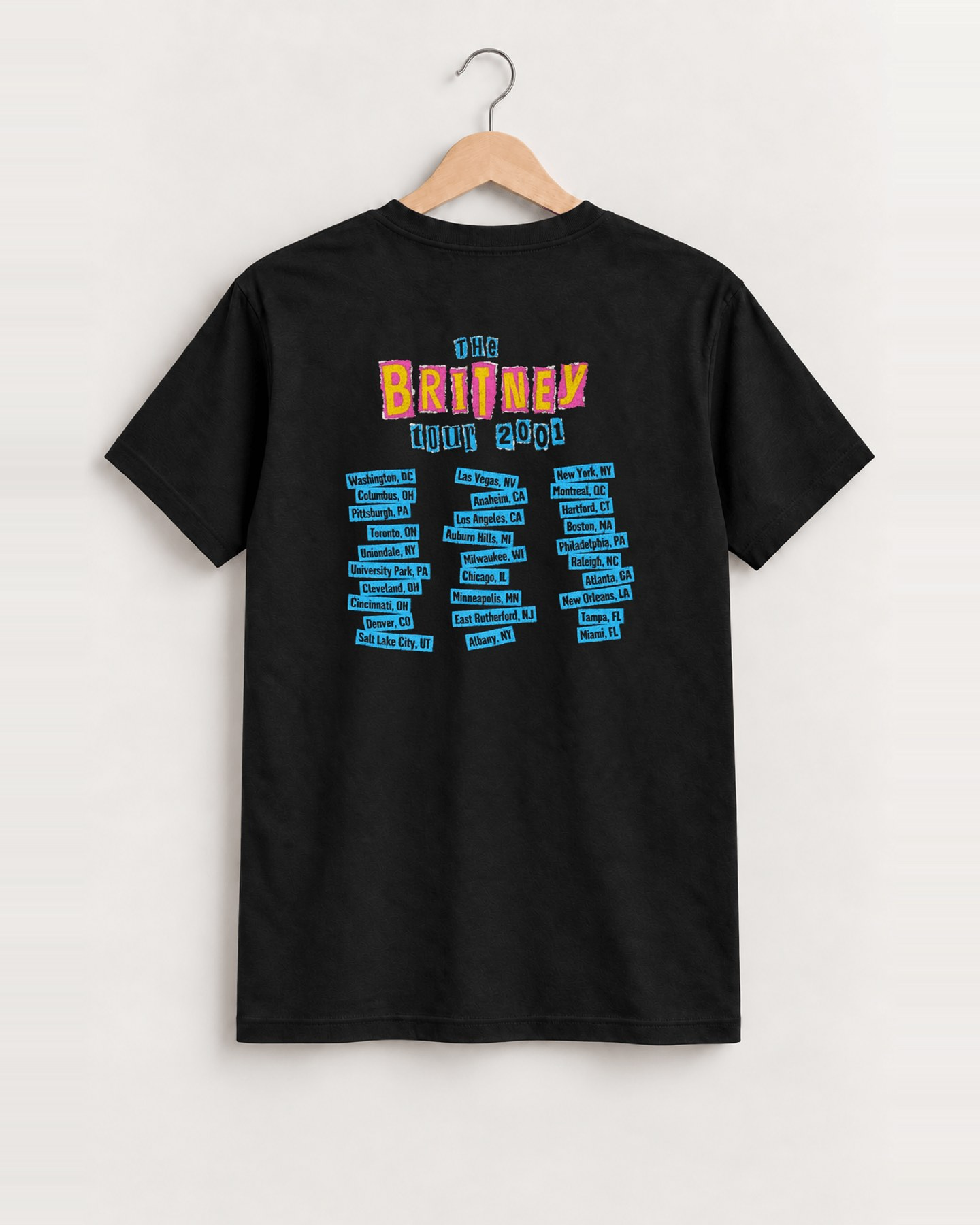 2001 Britney spears tour black tee back