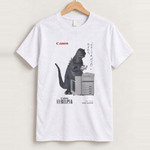 Canon godzilla white t-shirt front