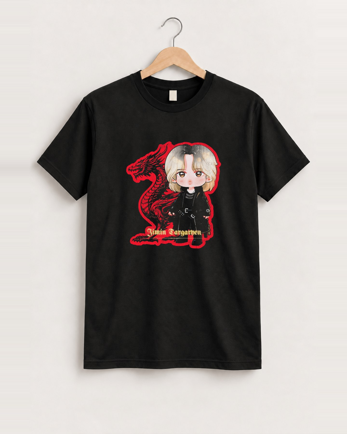 Jimin targaryan black tee, approved scene front [FG-d0f9ab3b82f6]