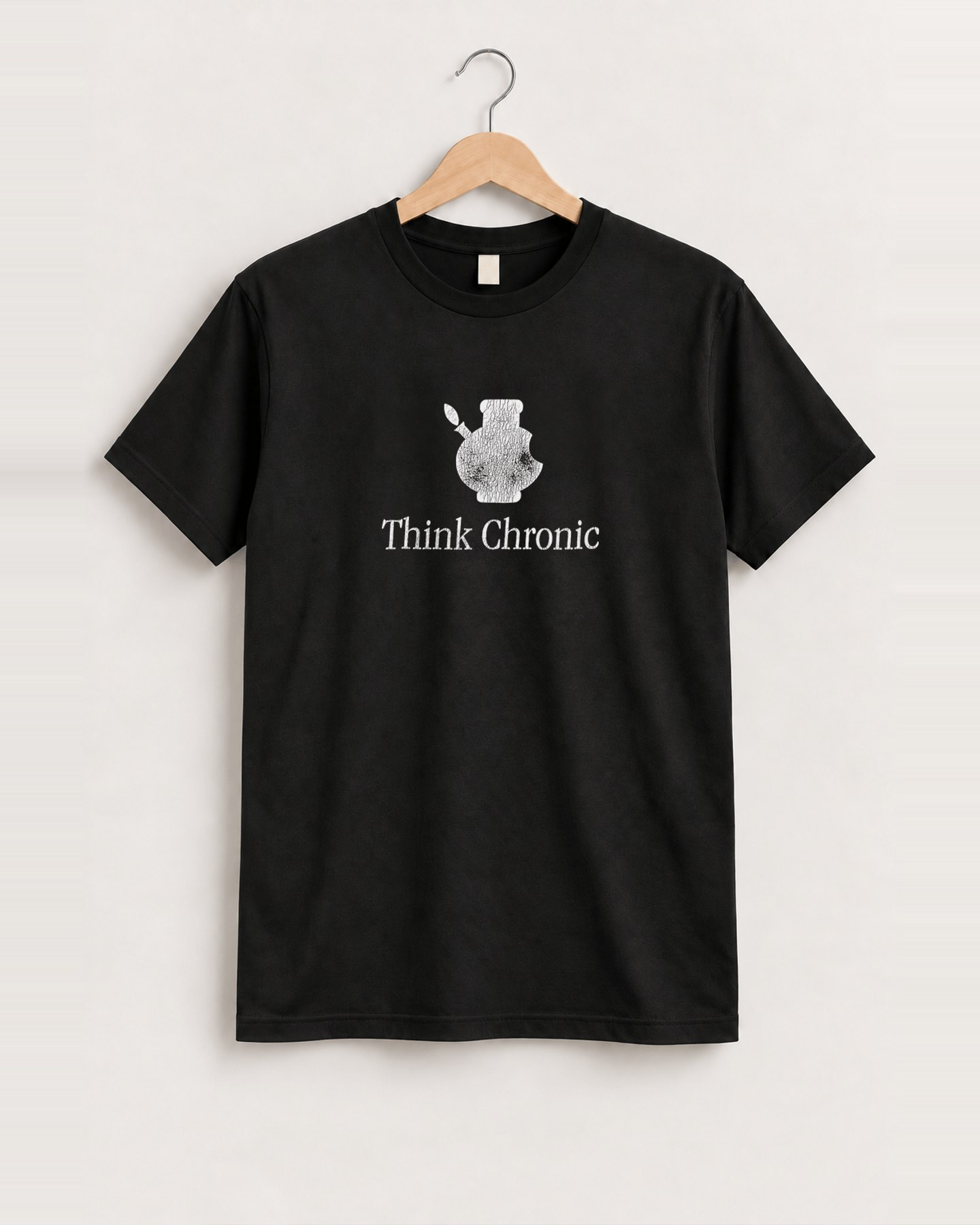 Think chronic apple parody black tee front