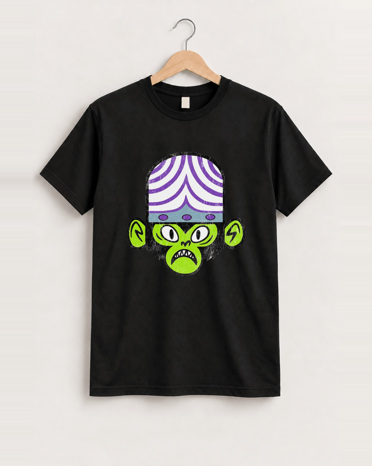 Mojo Jojo Big Head Black Tee, approved scene front [FG-d4d8e57ef818]