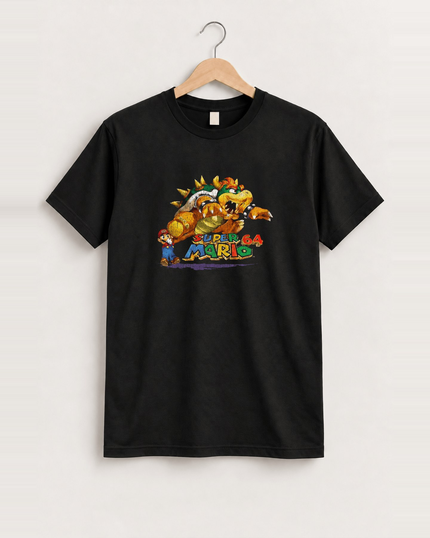 Super mario 64 black tee front