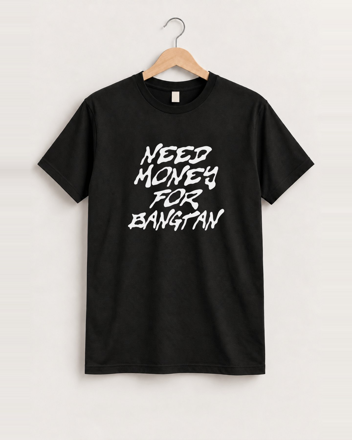 Need money black tee front