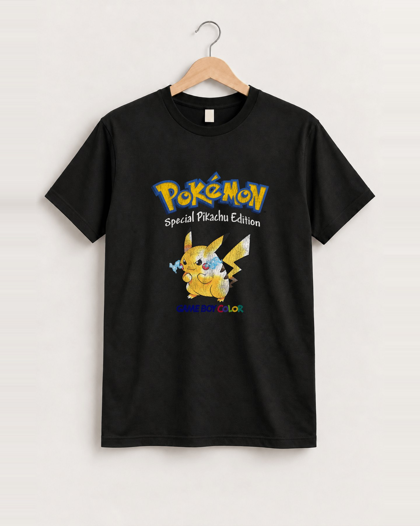 Pkmn yellow black tee front
