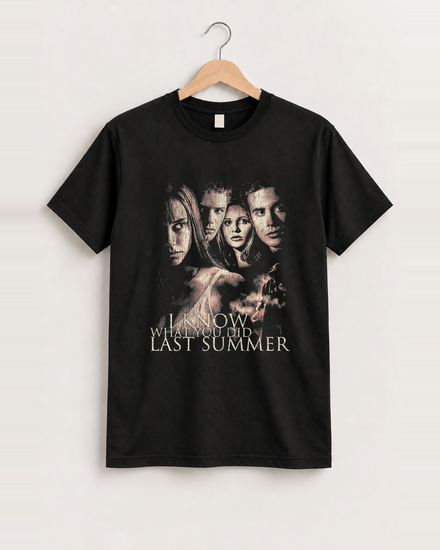 I know what you did last summer vintage black t-shirt front
