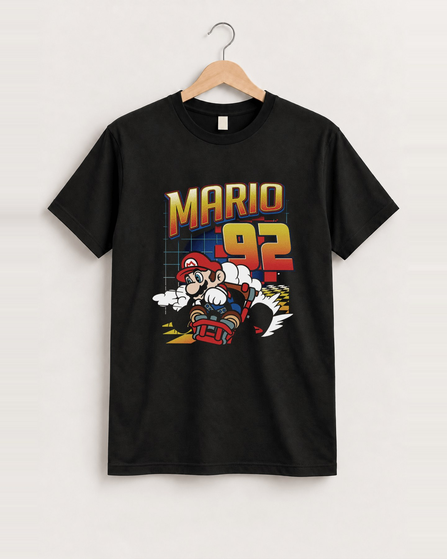Boys nintendo mario kart 92 go drift black t-shirt front