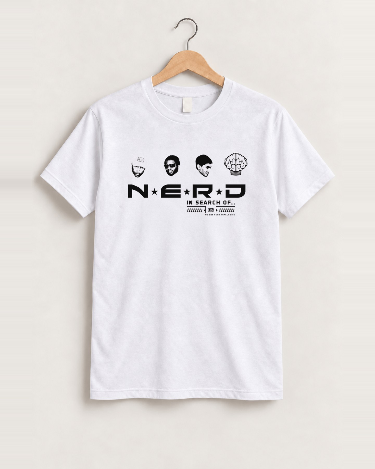 Vintage n.e.r.d 2002 'in search of' merch white t-shirt front