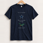 90s dallas this is your brain navy tee front