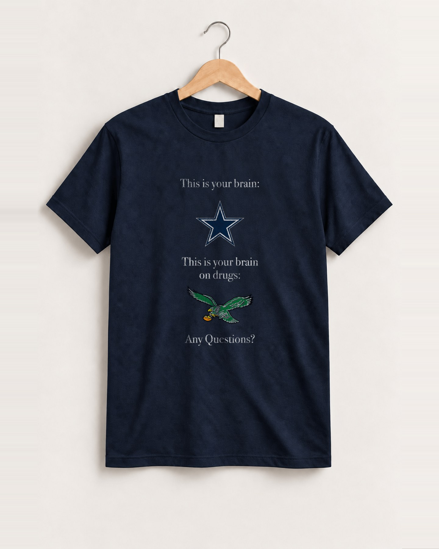 90s dallas this is your brain navy tee front