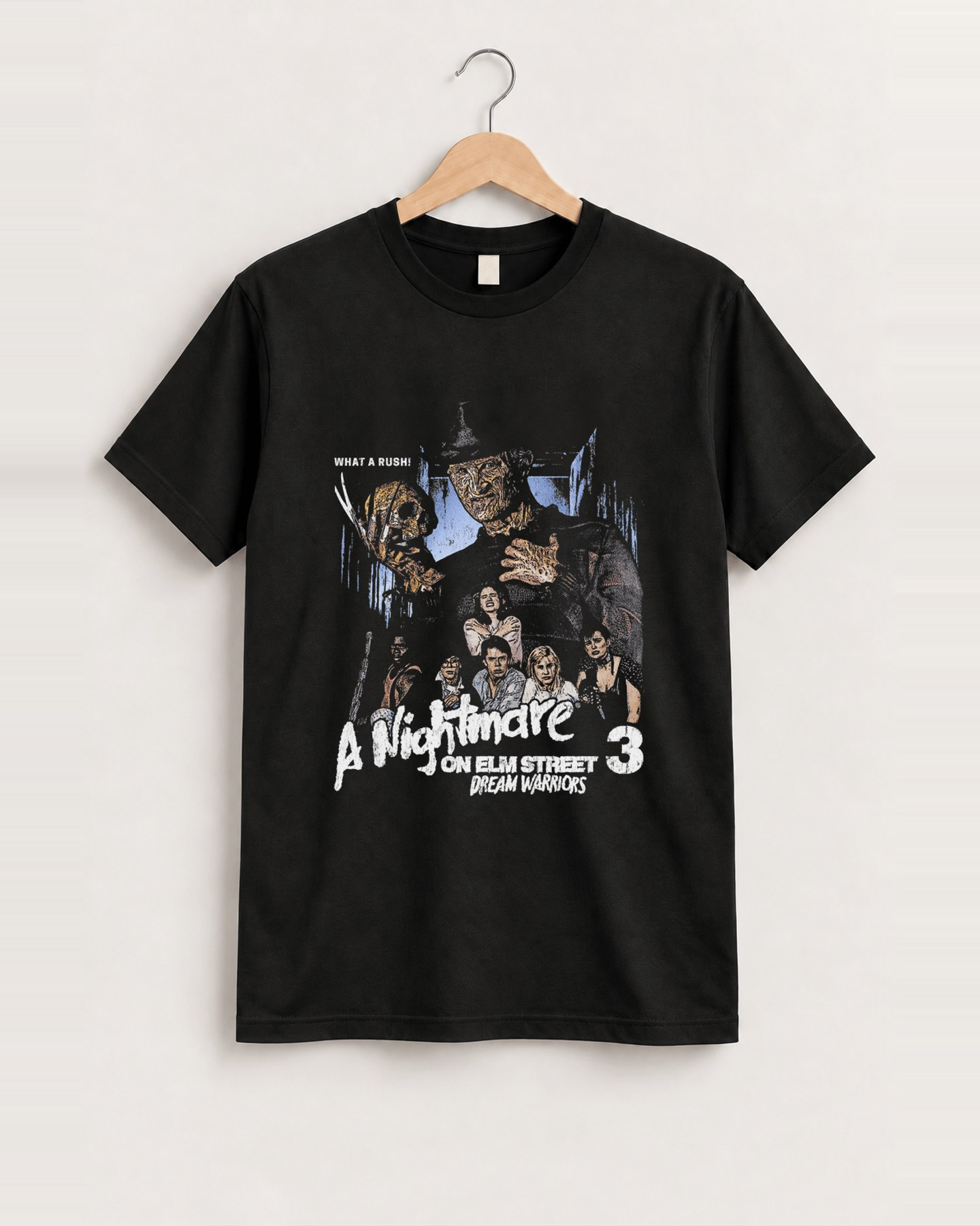 A nightmare on elm street 3 dreams warriors black t-shirt front