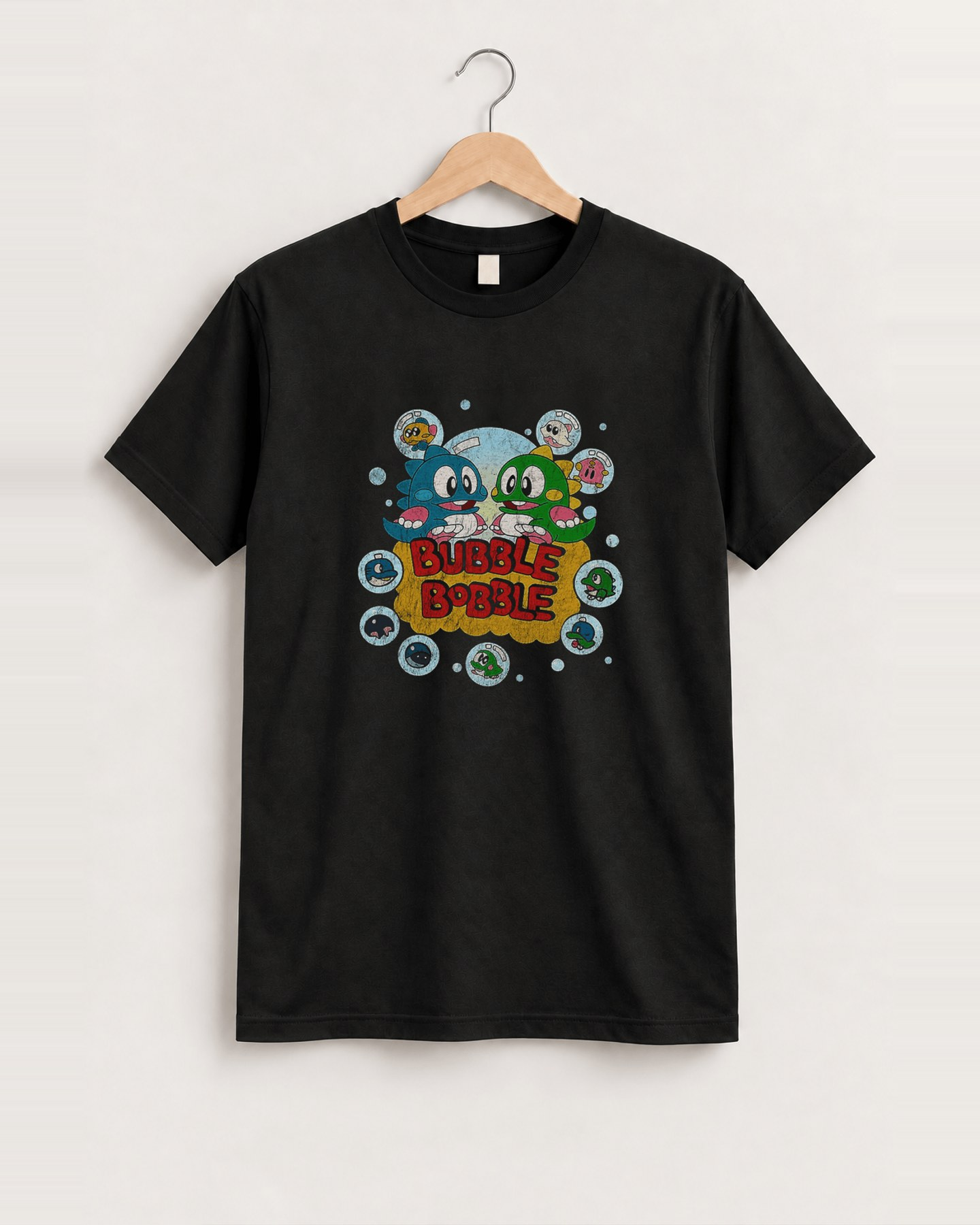 Bubble bobble 1986 vintage black t-shirt front