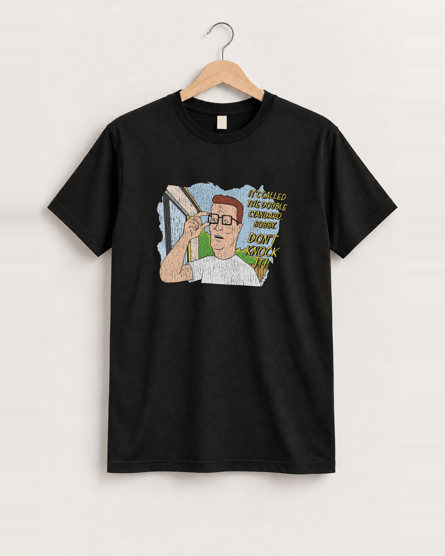 King of the hill "double standard" black tee front