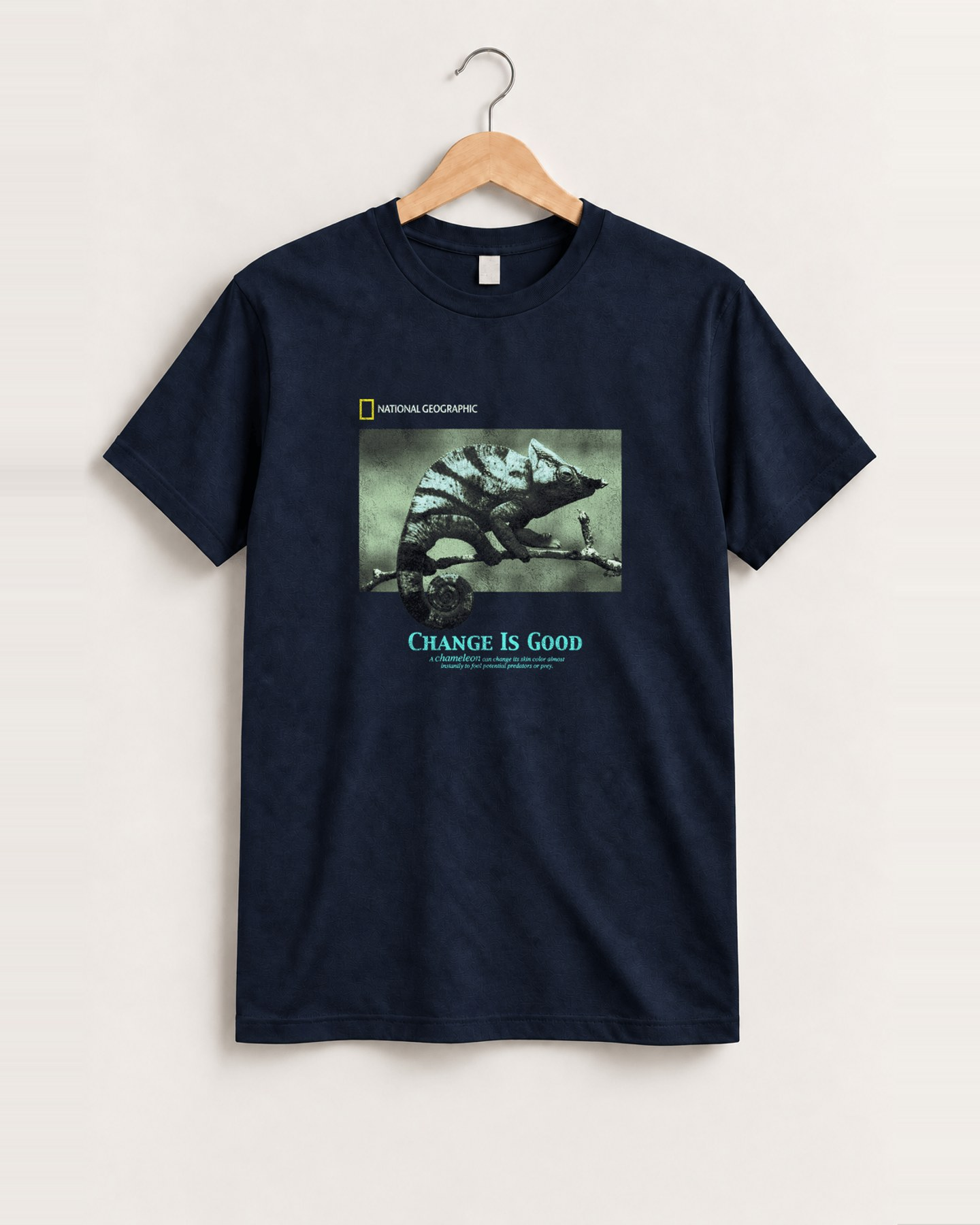 Nat geo change is good navy tee front