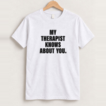 Y2k 'my therapist' women's statement tee front
