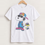 90s Snoopy & Woodstock Hip-Hop Rare Washed White T-Shirt, approved scene front [FG-f6c35721dff8]