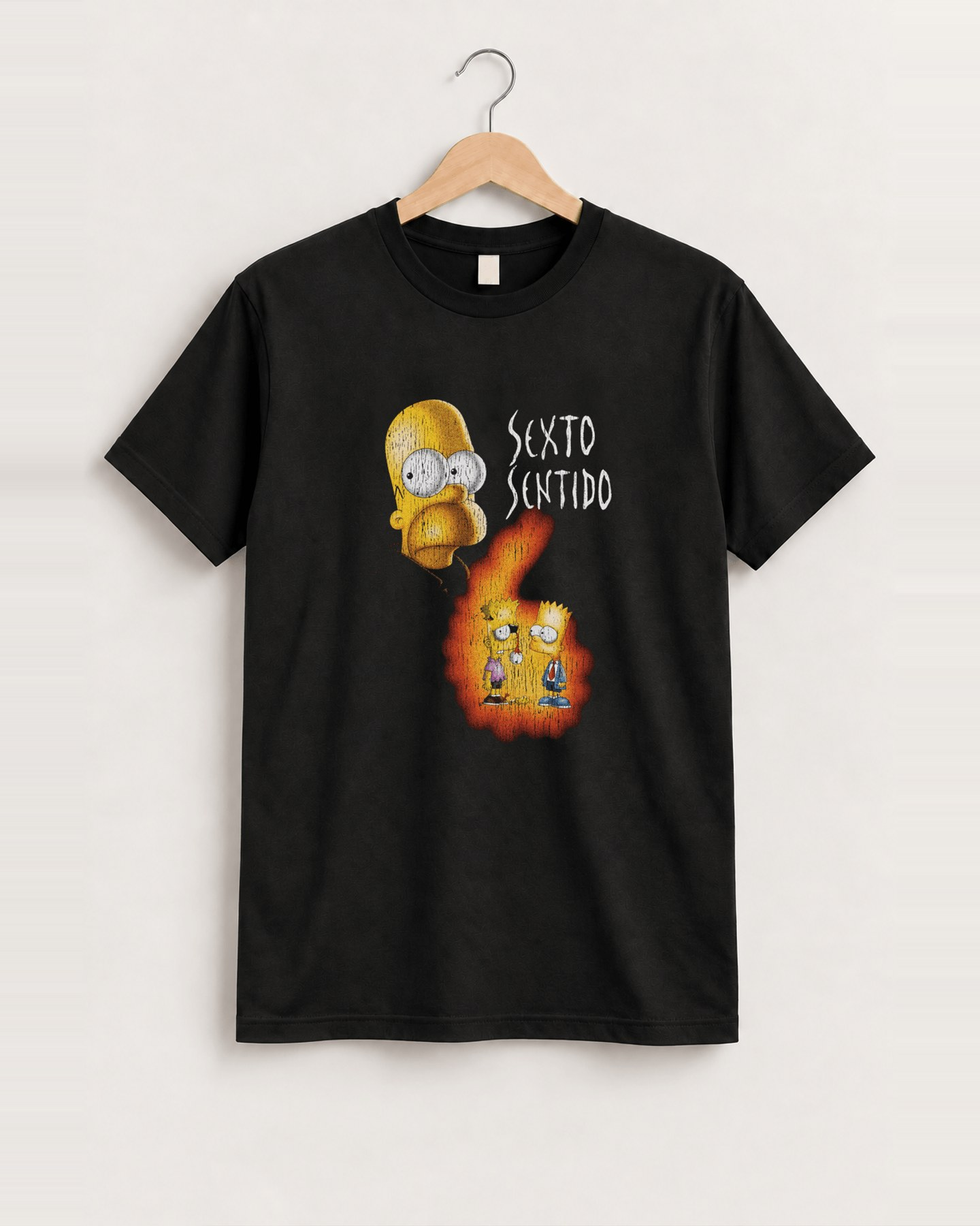 Sexto sentido simpsons six sense parody black tee front