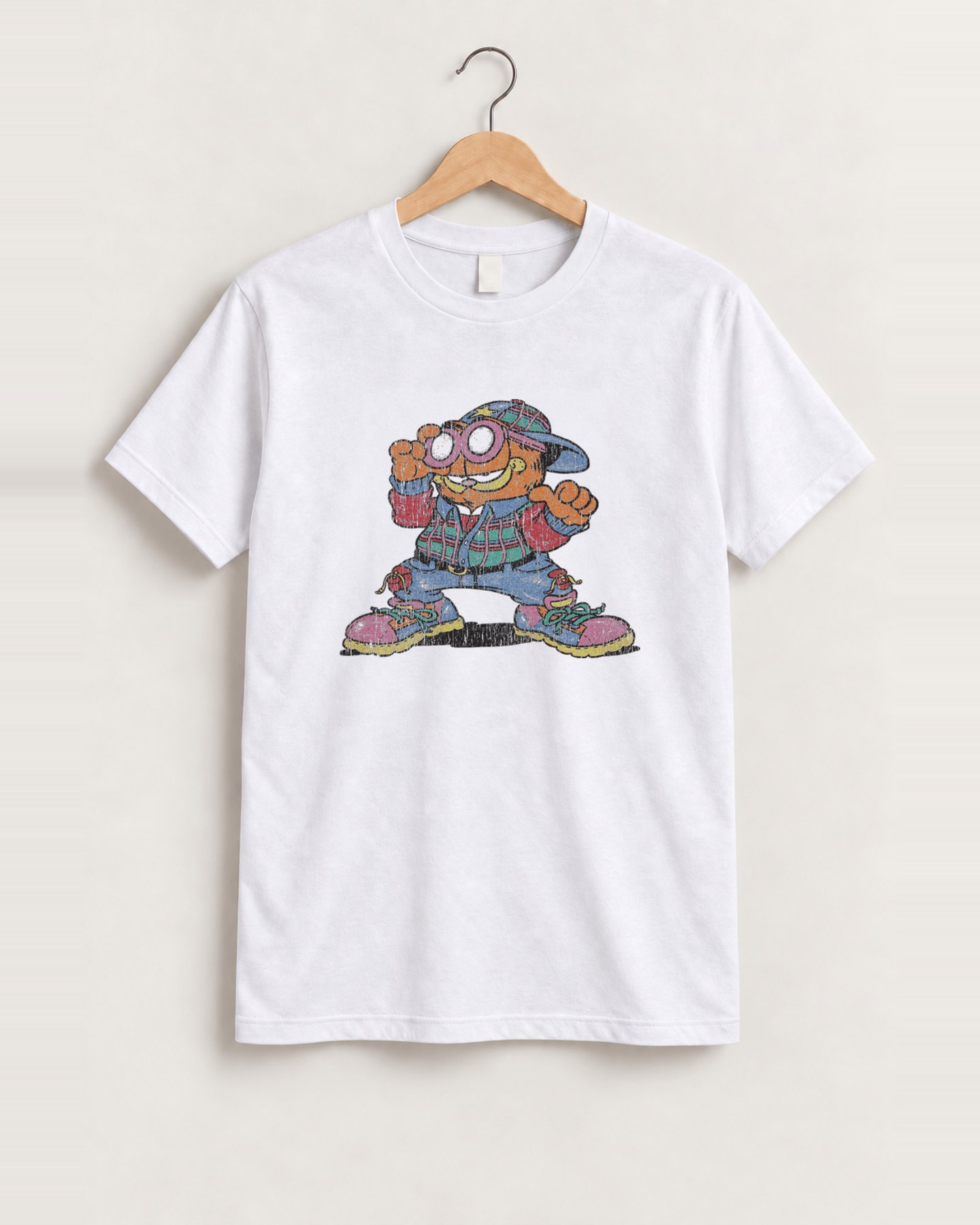 Funky garfield white tee front