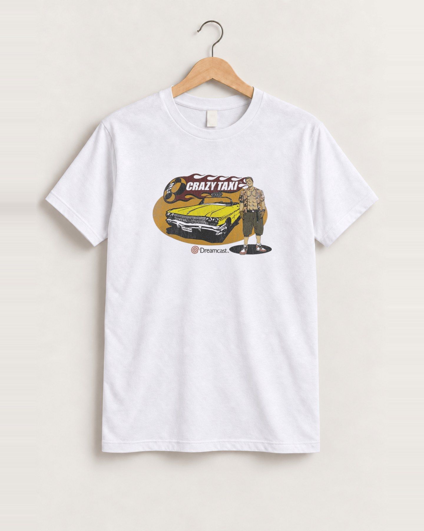 90s crazy taxi dreamcast white tee front