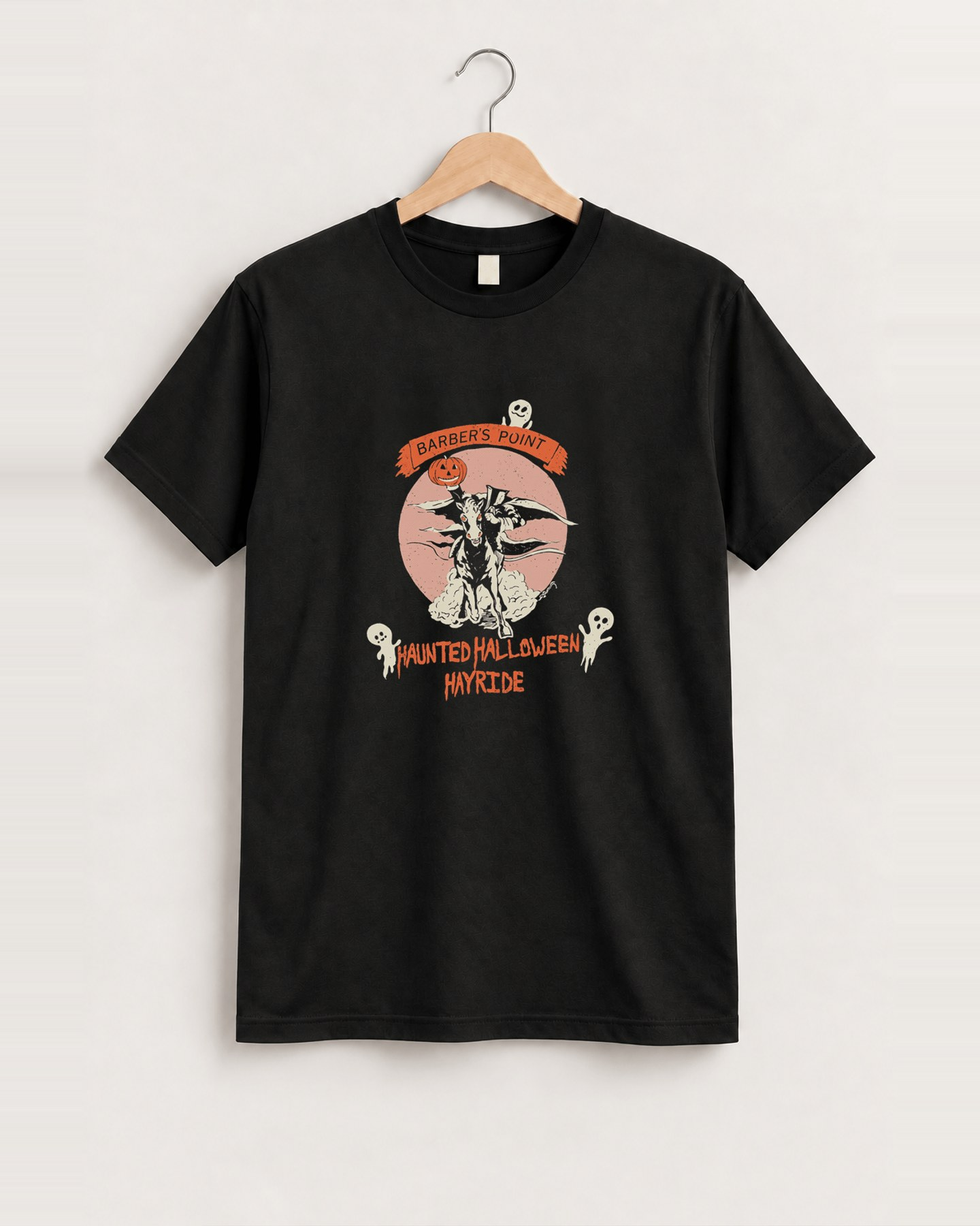 Barber's point halloween hayride black tee front