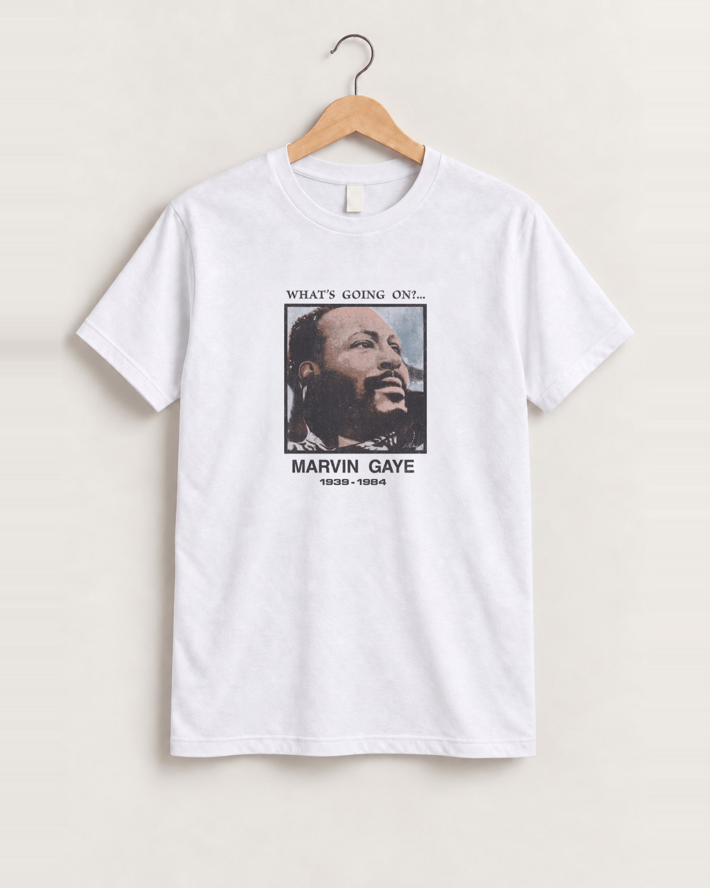 80s marvin gaye white tee front